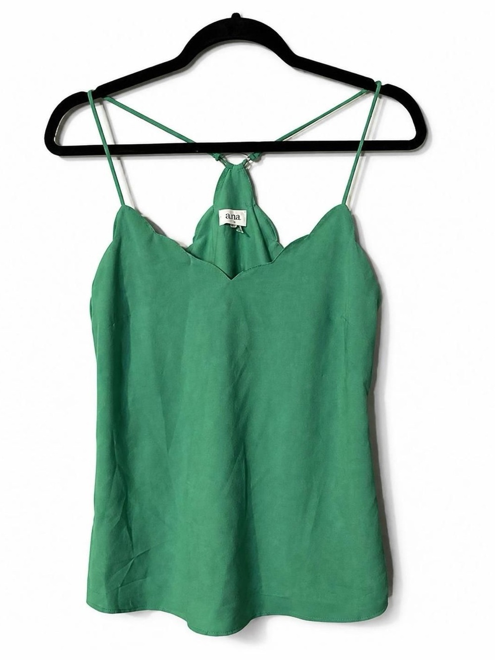 J. Crew Green Scalloped Neck Spaghetti Strap Camisole